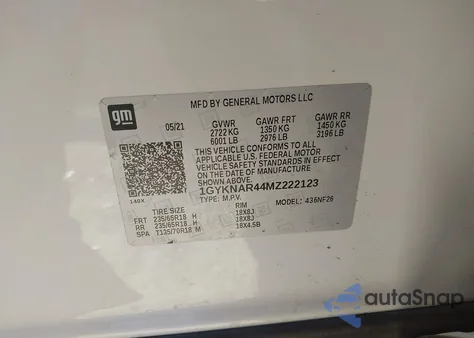 2021 Cadillac Xt5 Fwd Luxury from USA, damaged, VIN 1GYKNAR44MZ222123